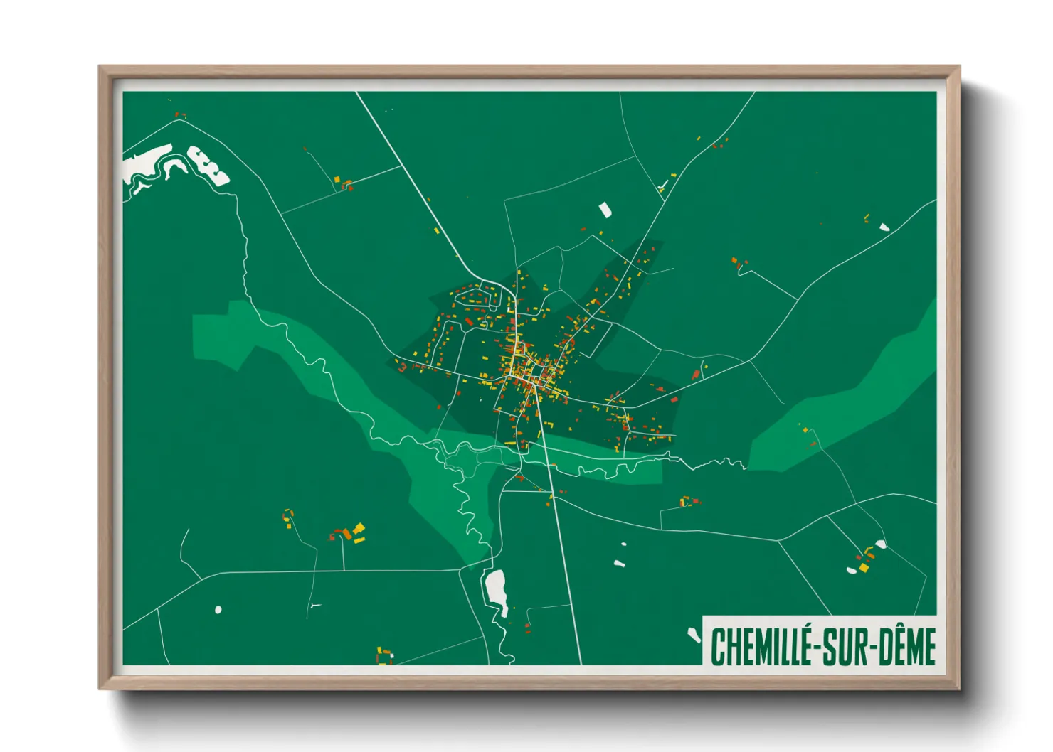 Une affiche de carte sur Chemillé-sur-Dême