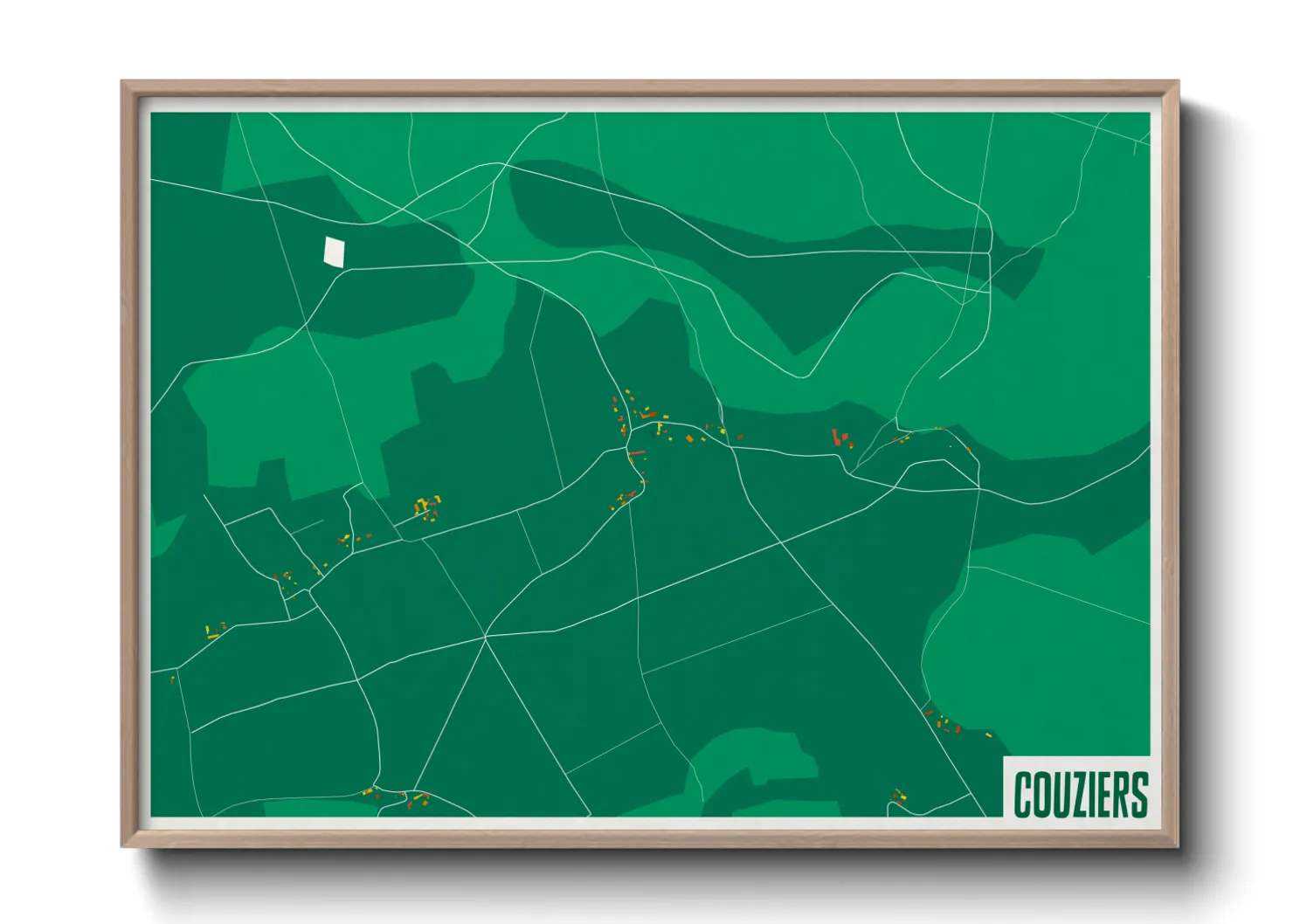 Une affiche de carte sur Couziers