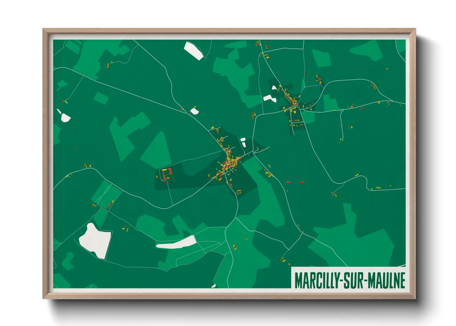 Une affiche de carte sur Marcilly-sur-Maulne