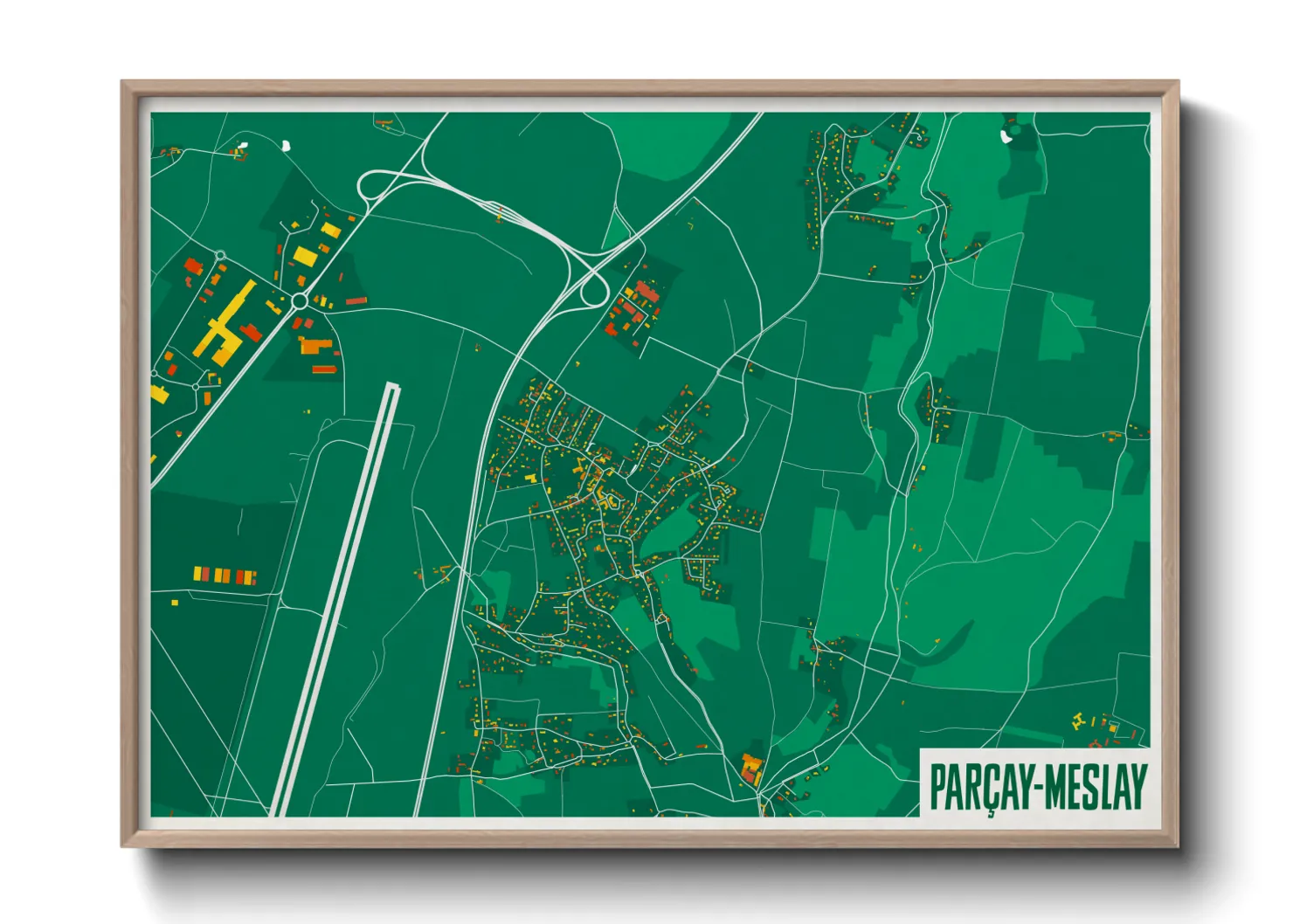 Une affiche de carte sur Parçay-Meslay