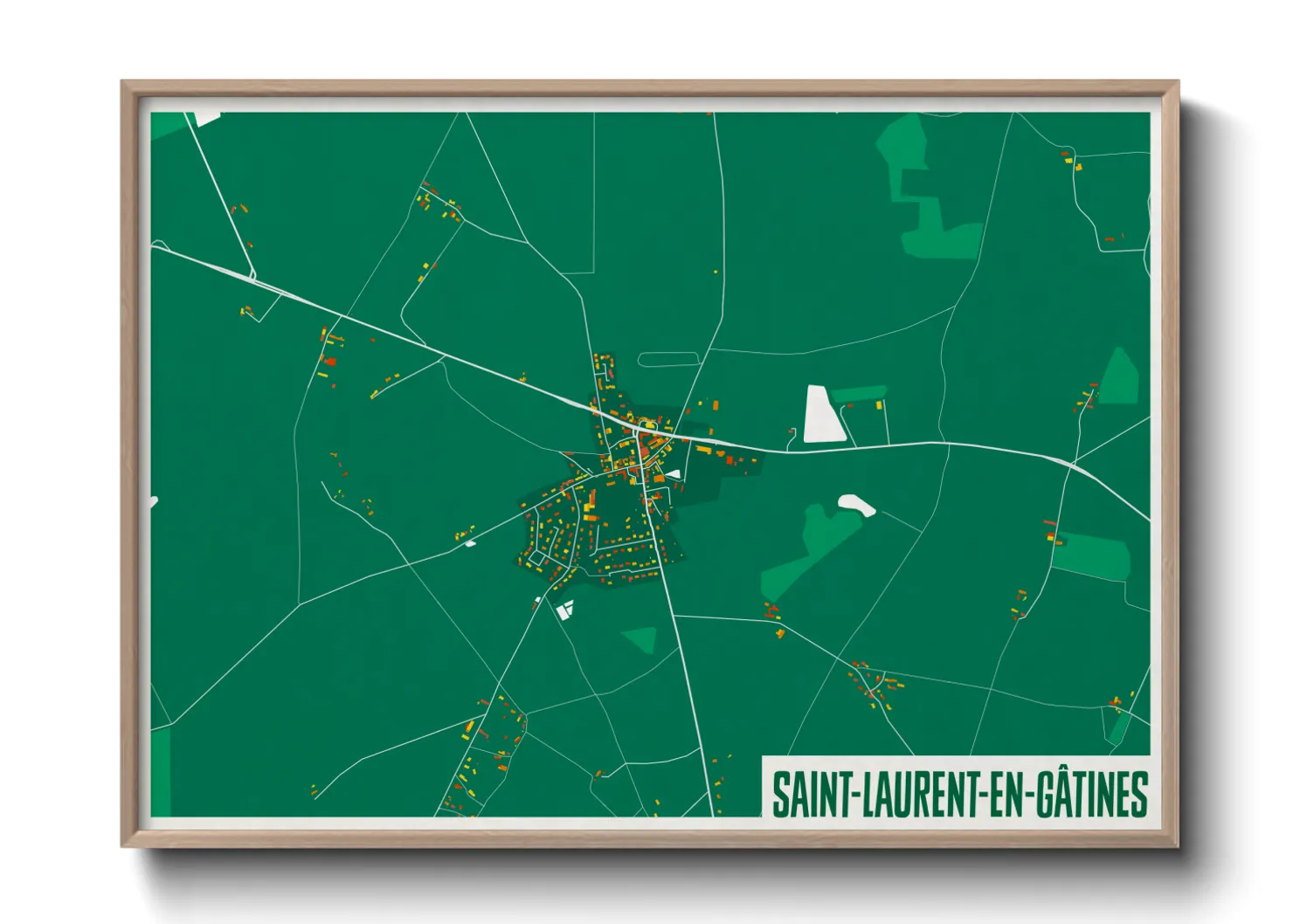 Une affiche de carte sur Saint-Laurent-en-Gâtines