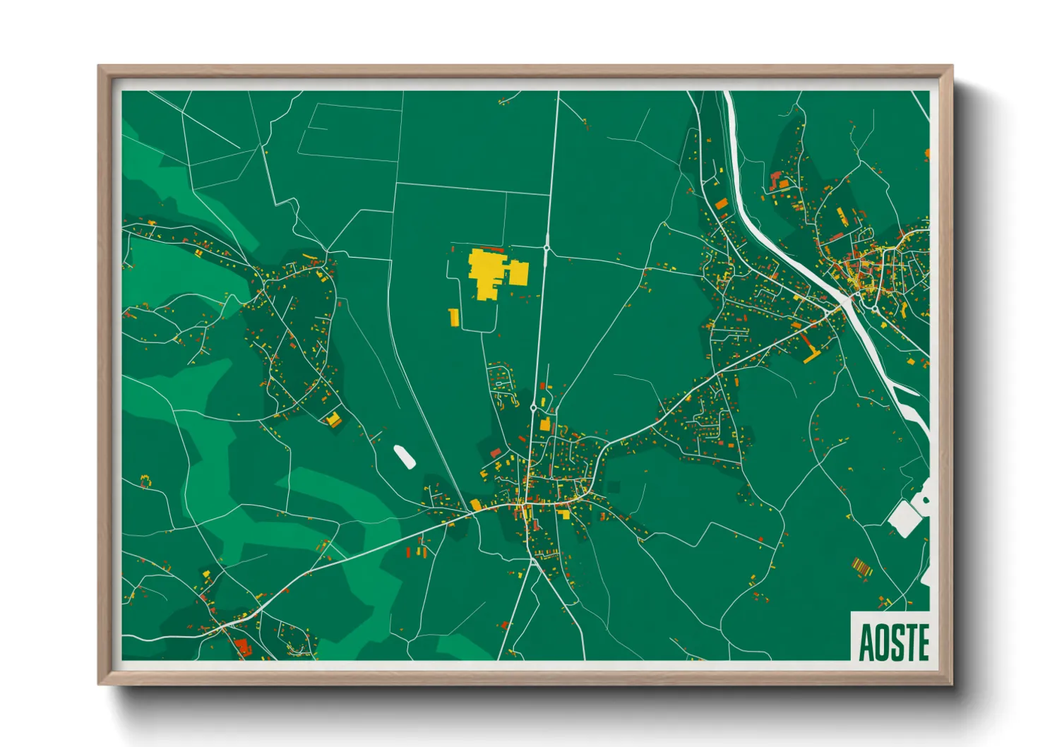 Une affiche de carte sur Aoste
