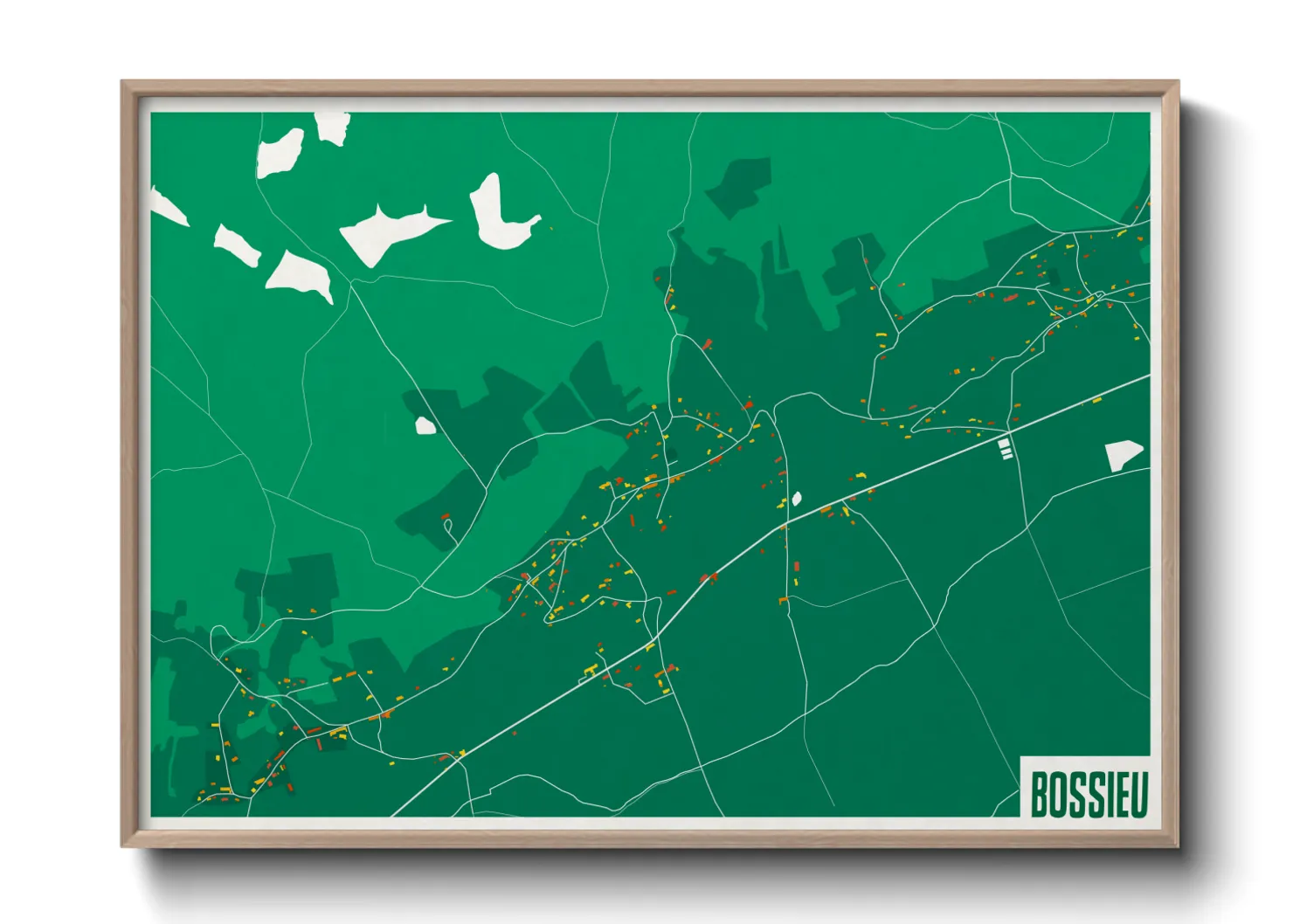 Une affiche de carte sur Bossieu
