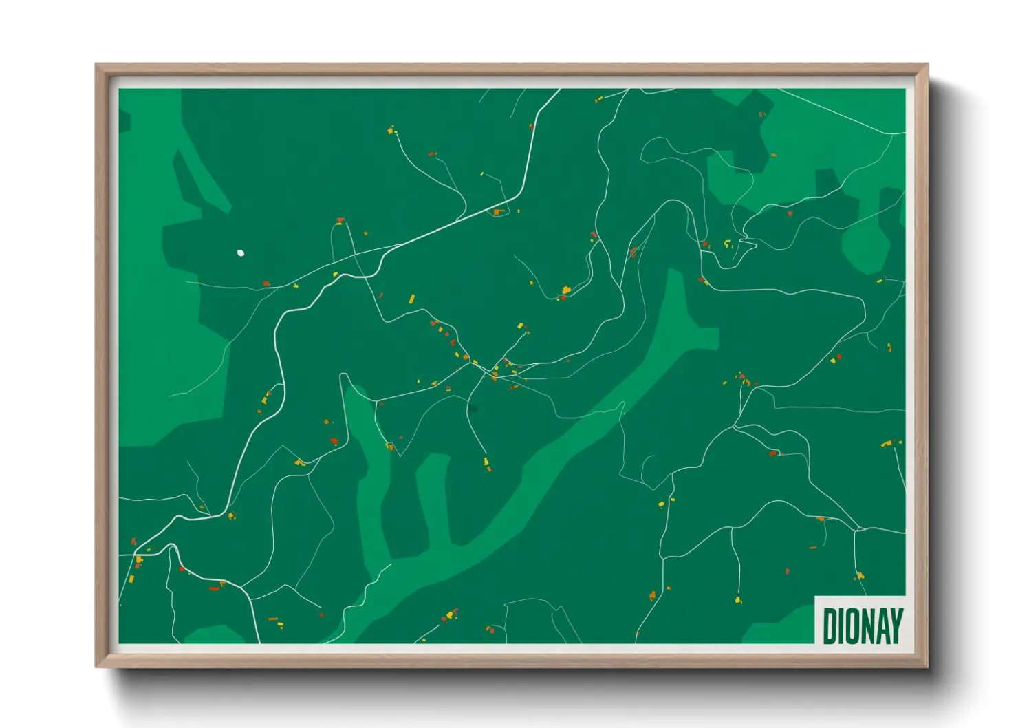 Une affiche de carte sur Dionay