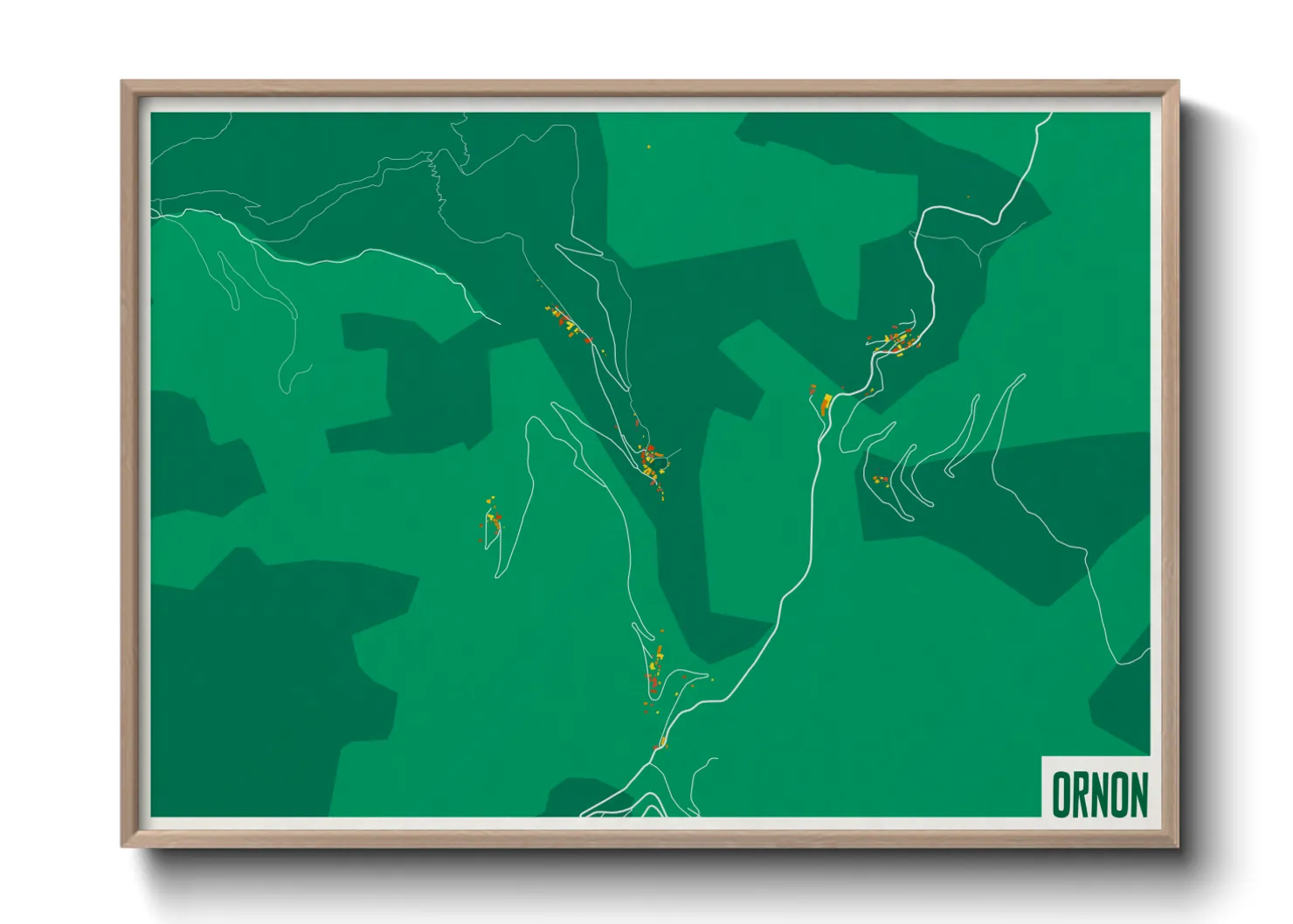 Une affiche de carte sur Ornon