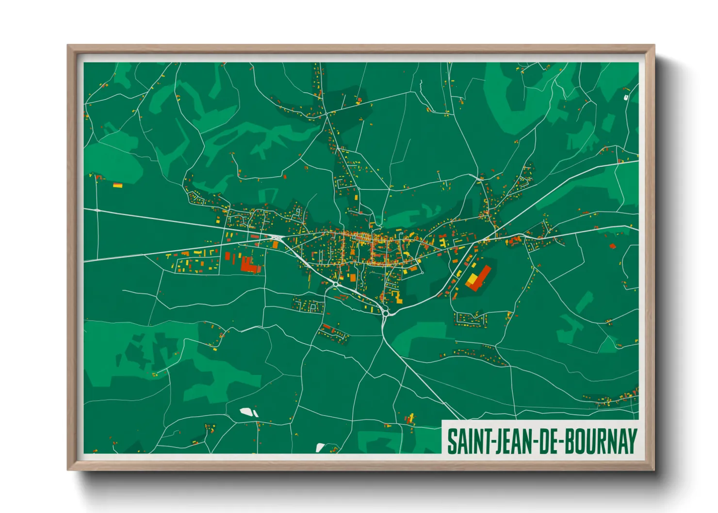 Une affiche de carte sur Saint-Jean-de-Bournay