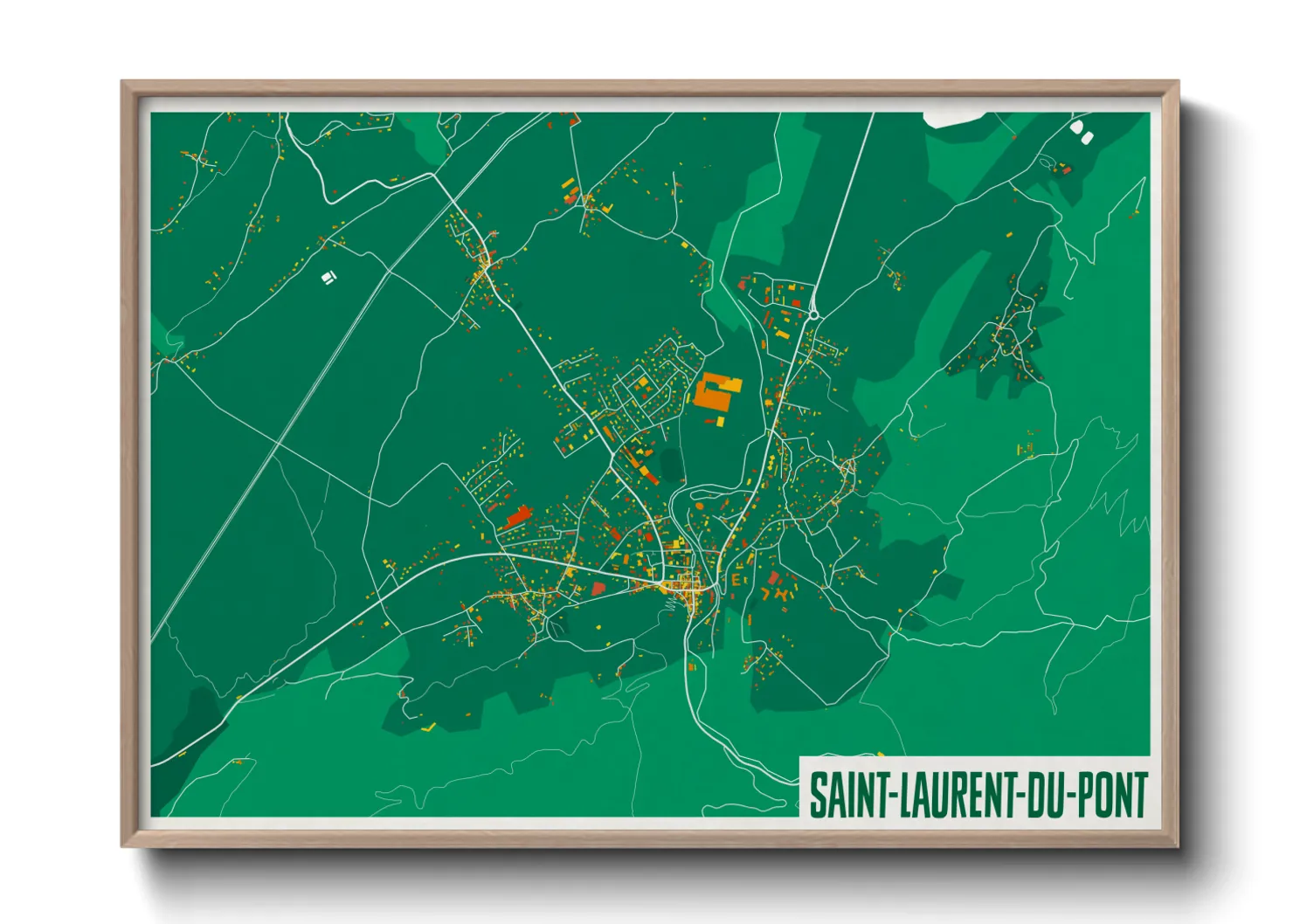 Une affiche de carte sur Saint-Laurent-du-Pont