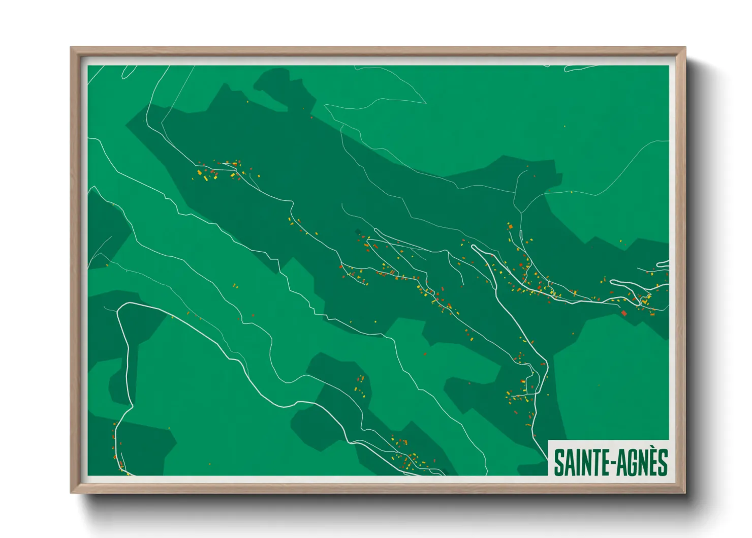 Une affiche de carte sur Sainte-Agnès