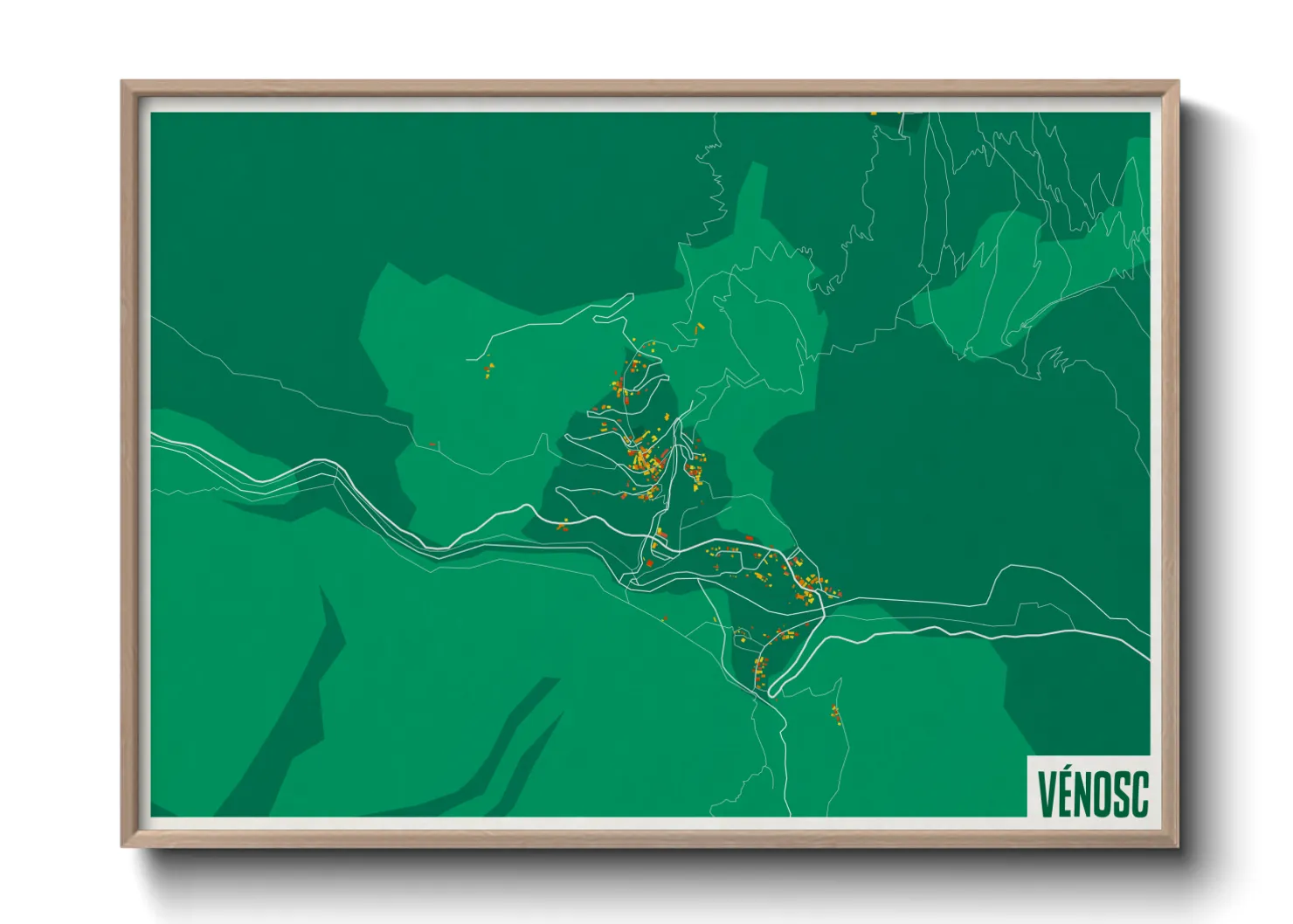 Une affiche de carte sur Vénosc