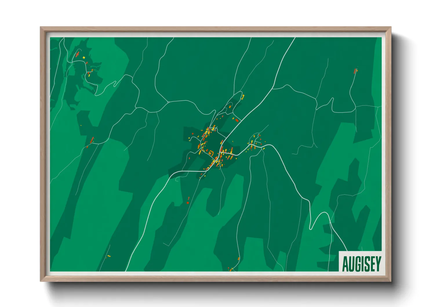 Une affiche de carte sur Augisey