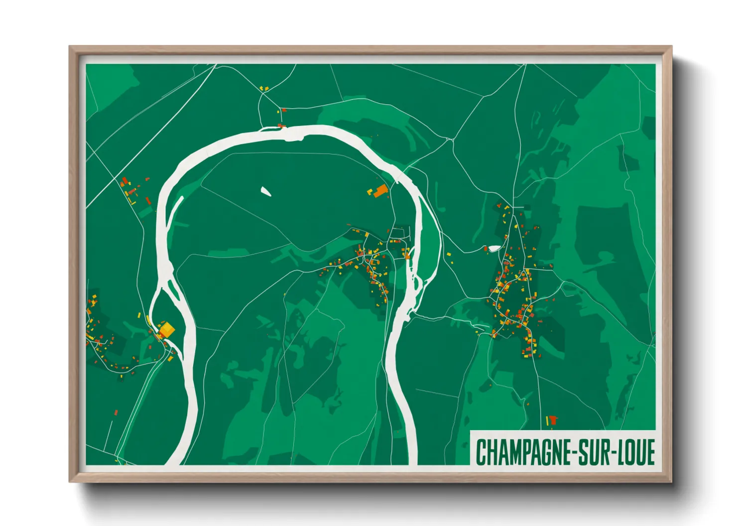 Une affiche de carte sur Champagne-sur-Loue
