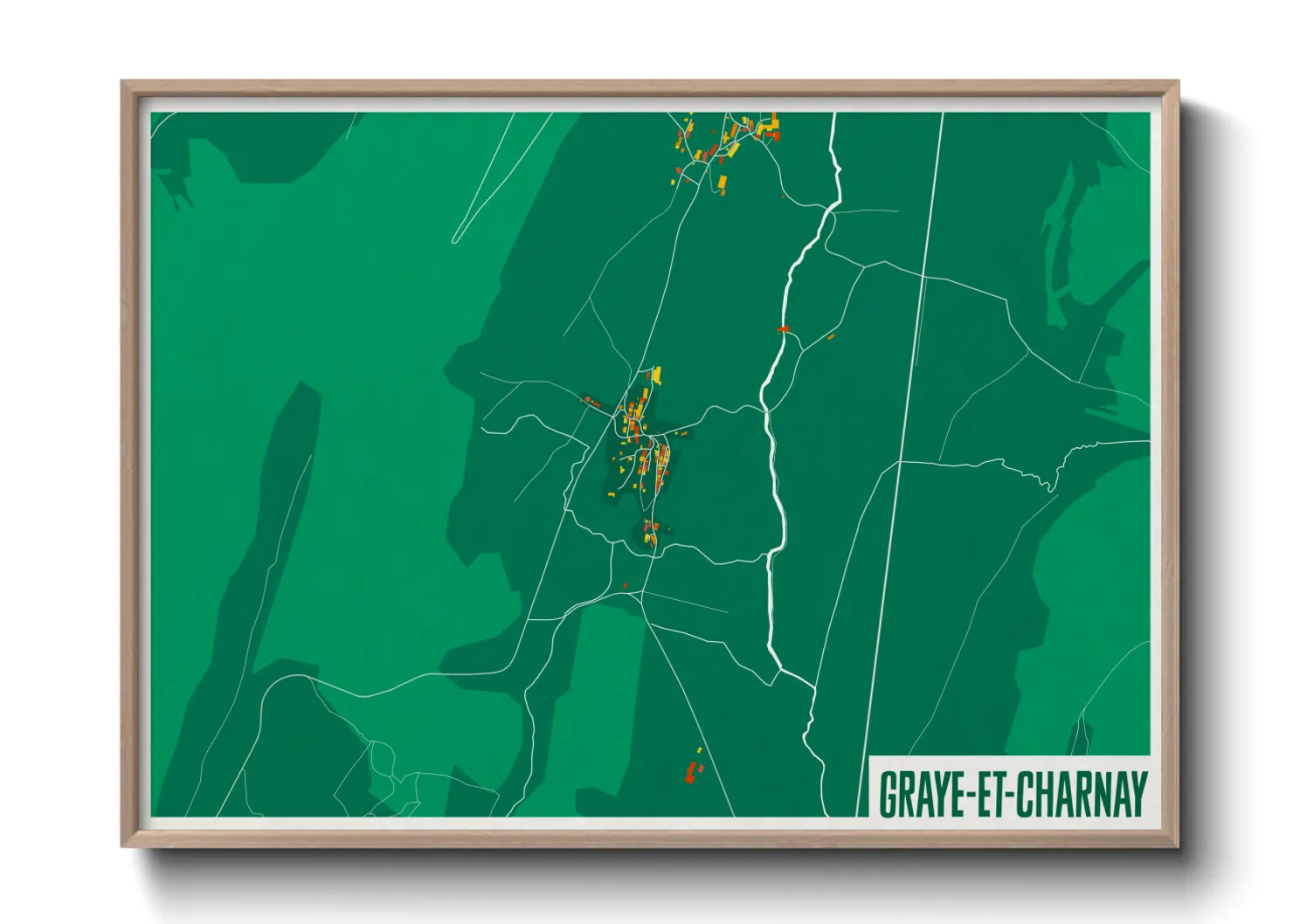 Une affiche de carte sur Graye-et-Charnay