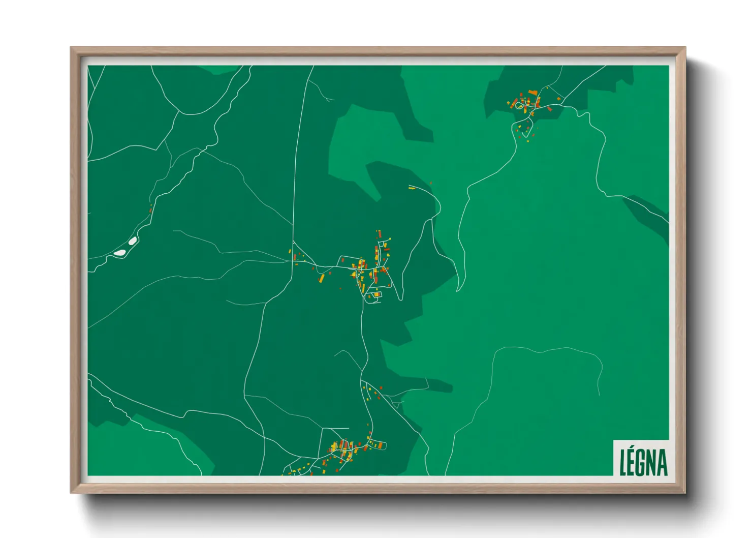 Une affiche de carte sur Légna