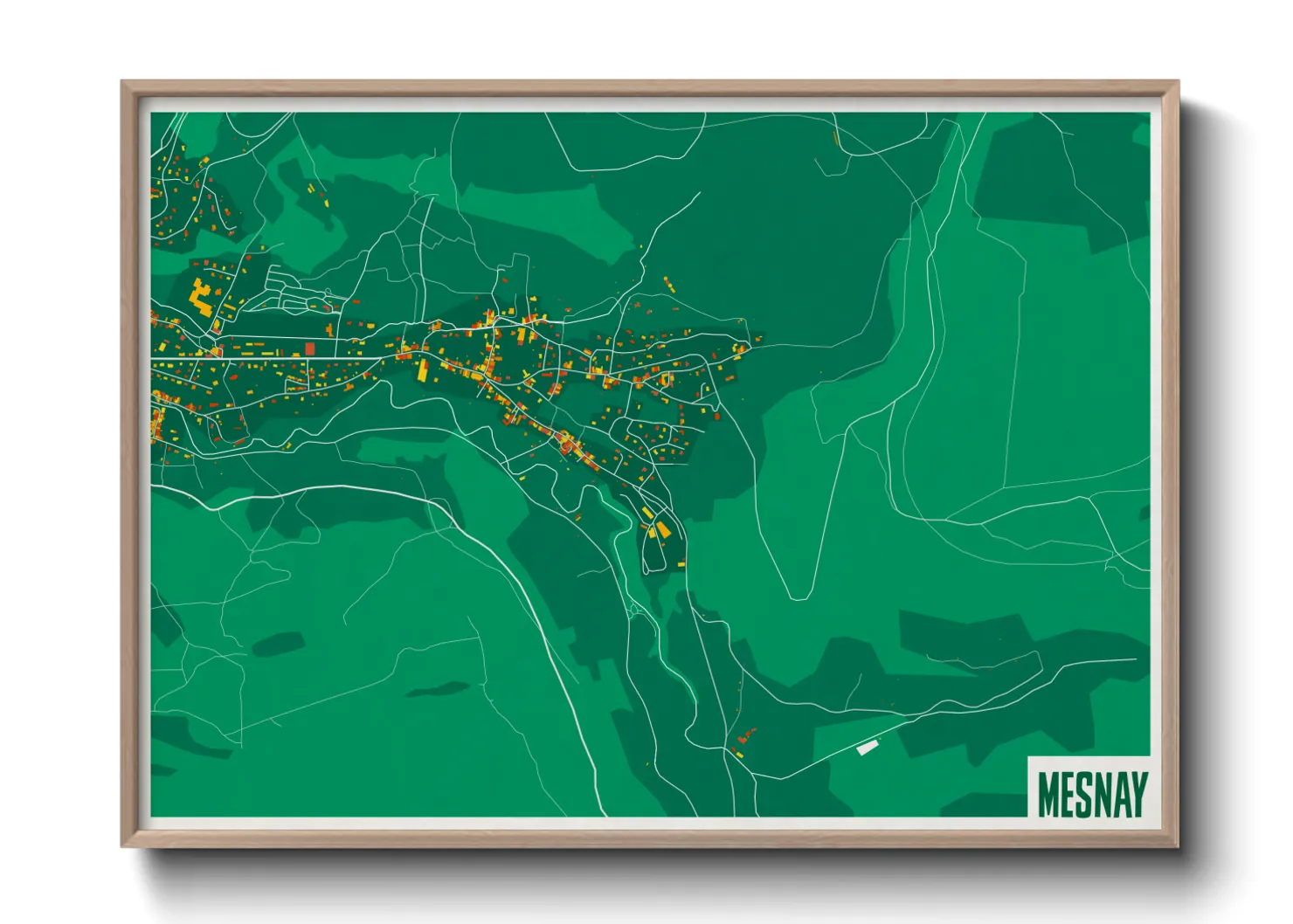 Une affiche de carte sur Mesnay