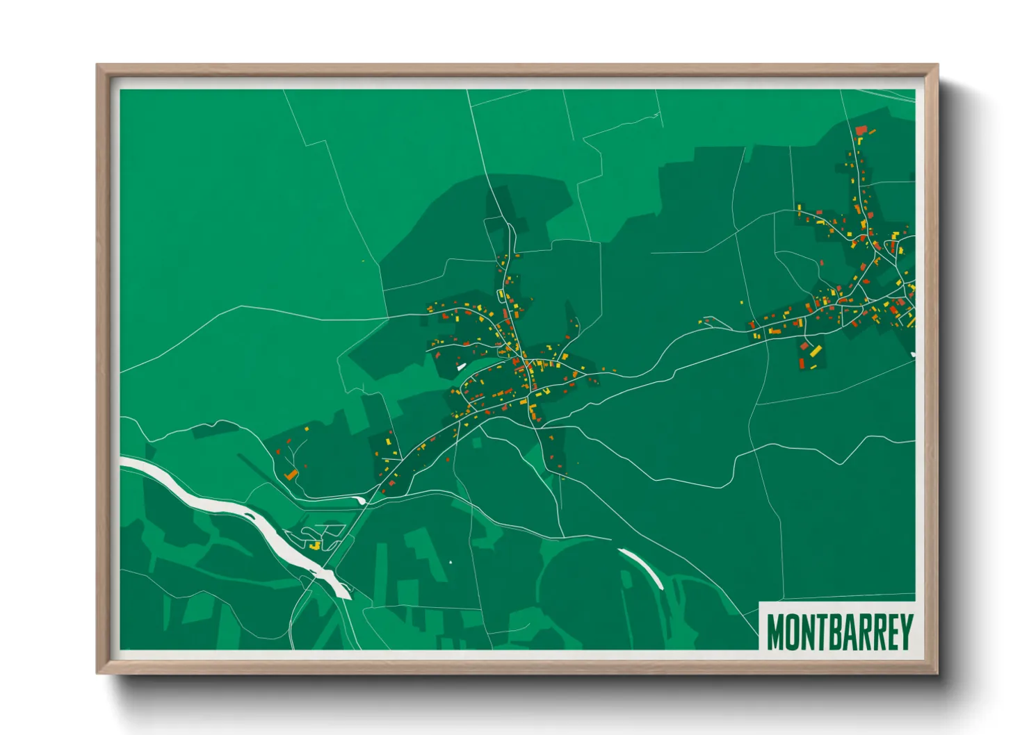 Une affiche de carte sur Montbarrey