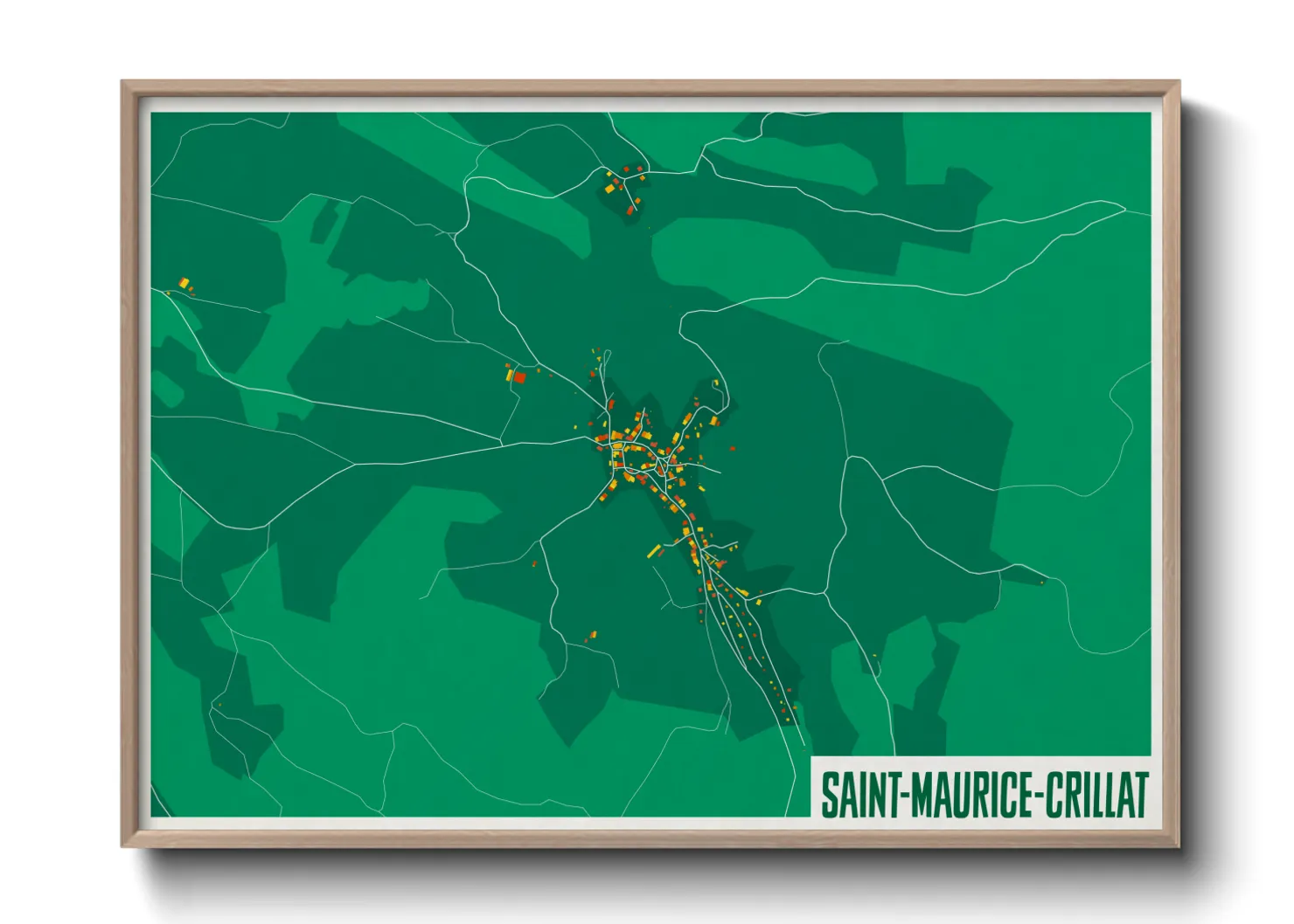 Une affiche de carte sur Saint-Maurice-Crillat