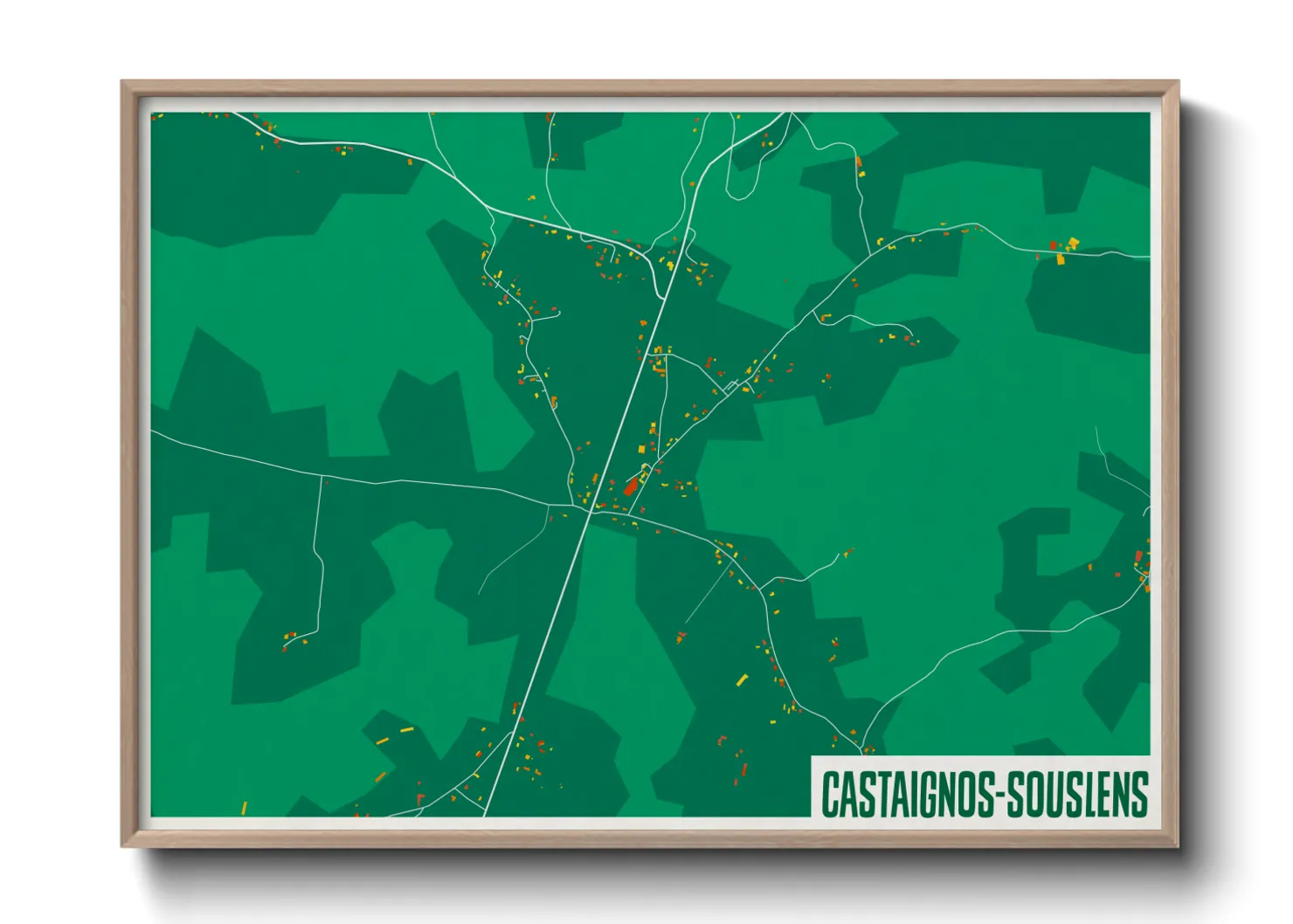 Une affiche de carte sur Castaignos-Souslens