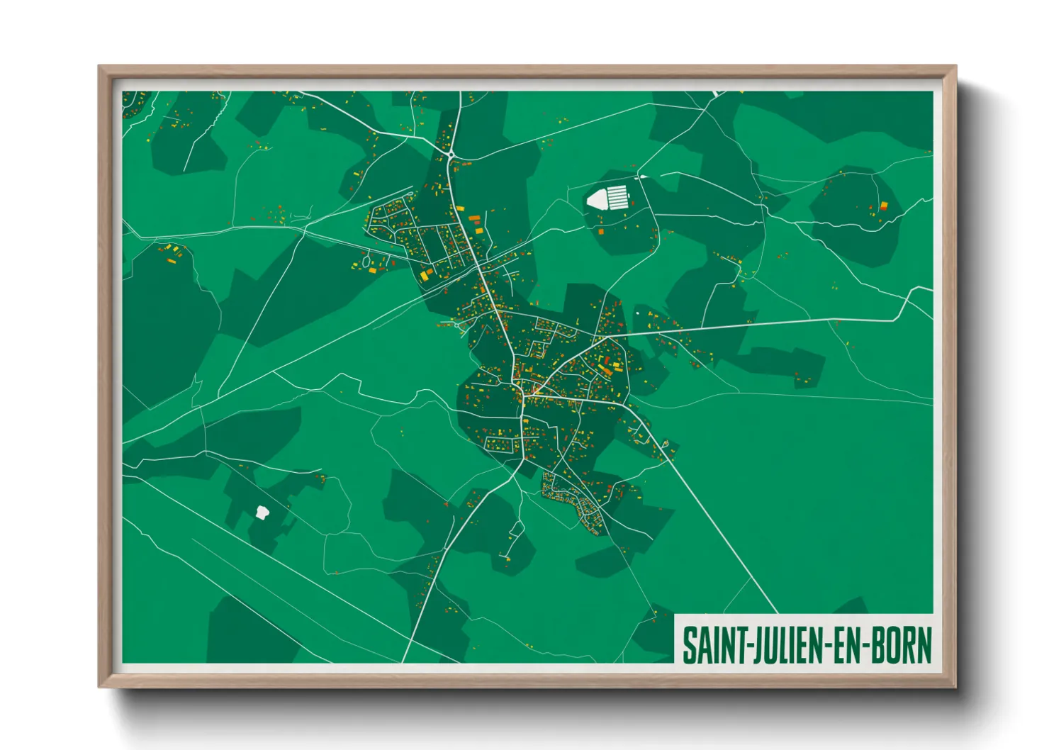 Une affiche de carte sur Saint-Julien-en-Born