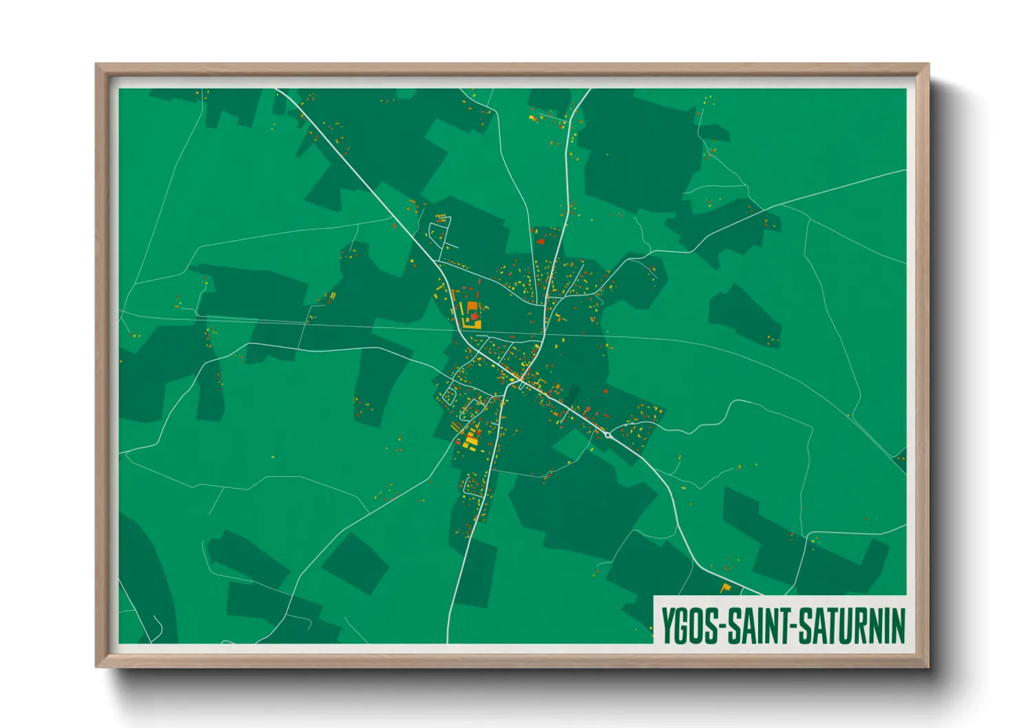 Une affiche de carte sur Ygos-Saint-Saturnin