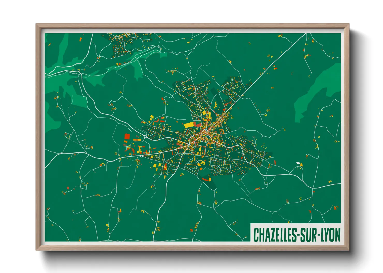 Une affiche de carte sur Chazelles-sur-Lyon