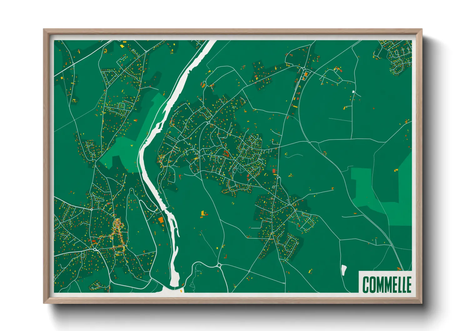 Une affiche de carte sur Commelle