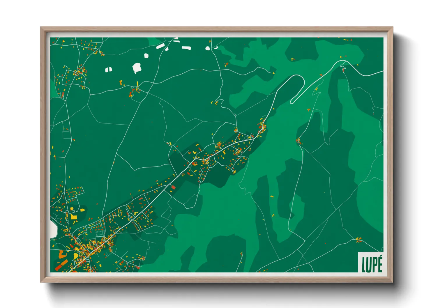 Une affiche de carte sur Lupé