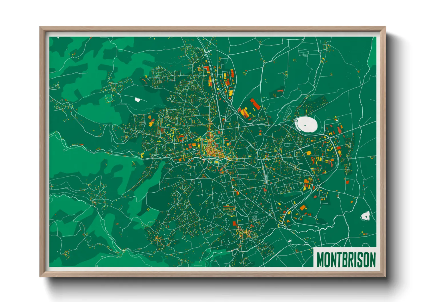 Une affiche de carte sur Montbrison