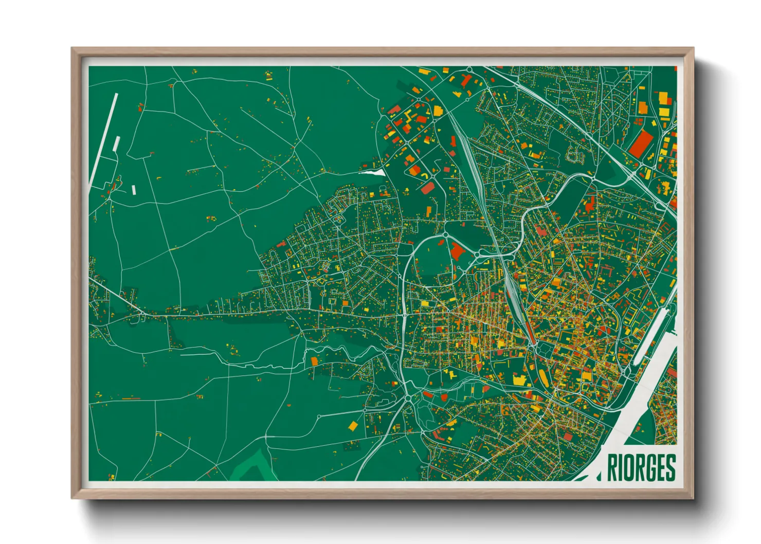 Une affiche de carte sur Riorges