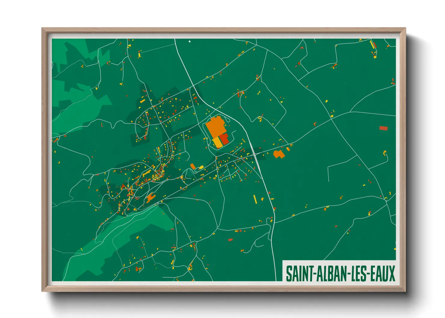 Une affiche de carte sur Saint-Alban-les-Eaux