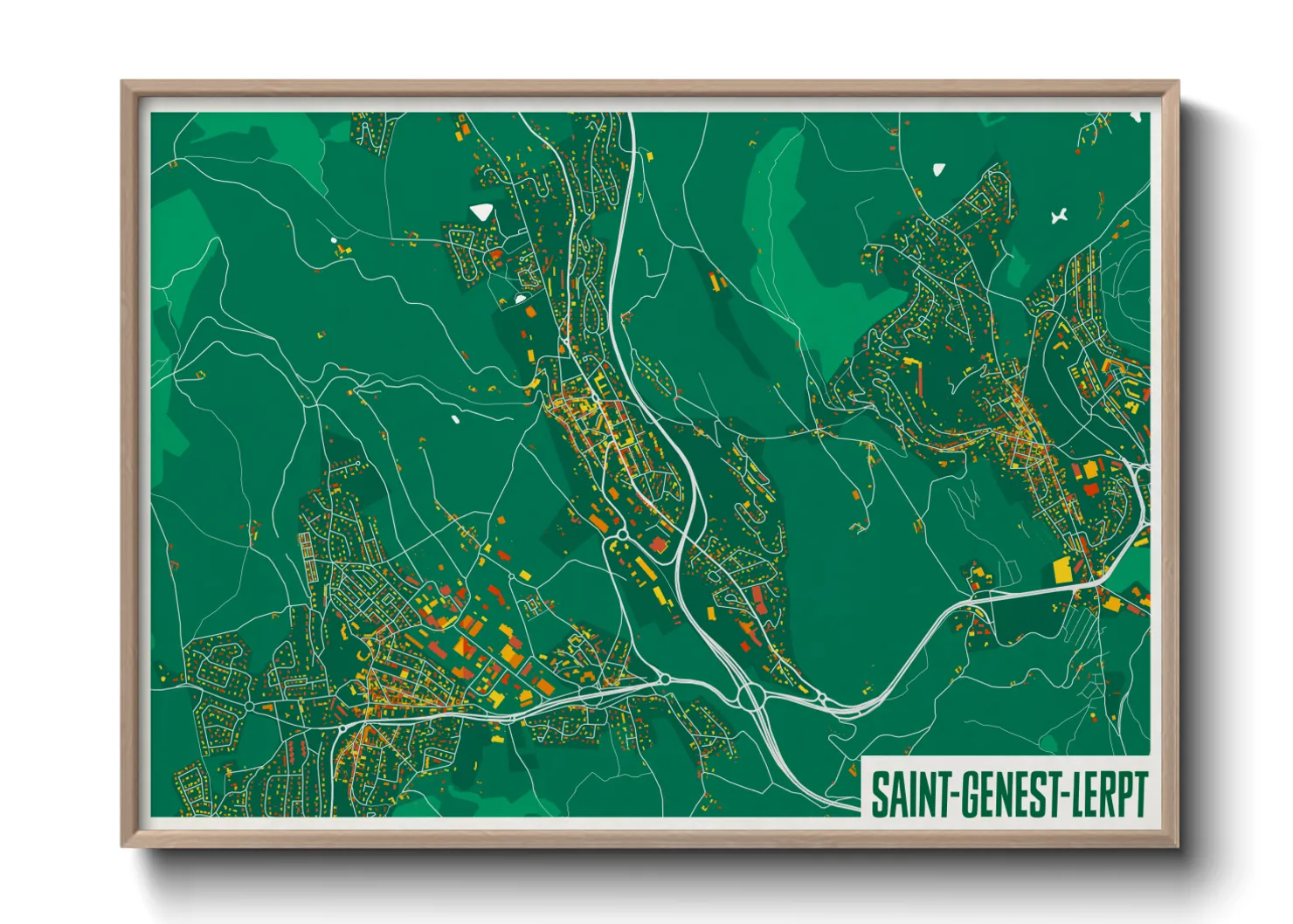 Une affiche de carte sur Saint-Genest-Lerpt