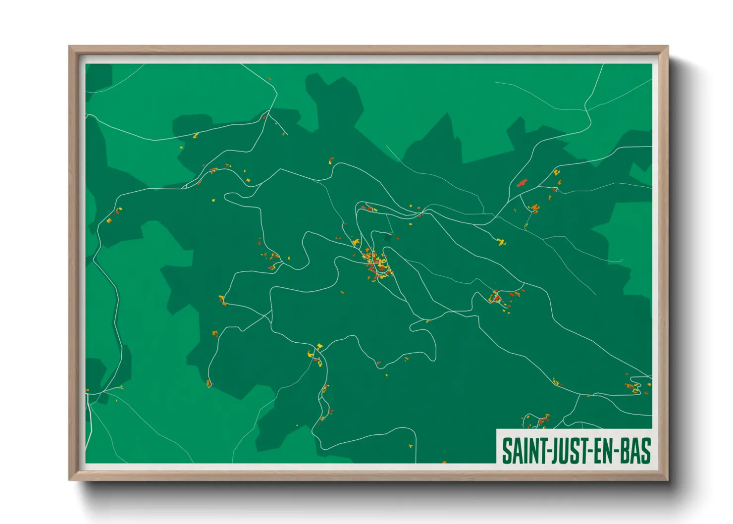 Une affiche de carte sur Saint-Just-en-Bas