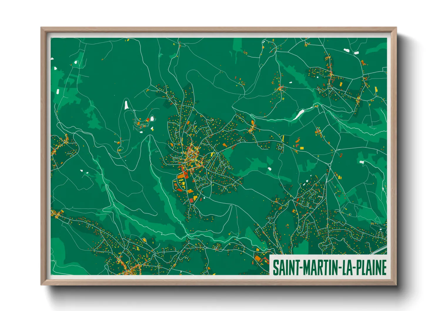 Une affiche de carte sur Saint-Martin-la-Plaine