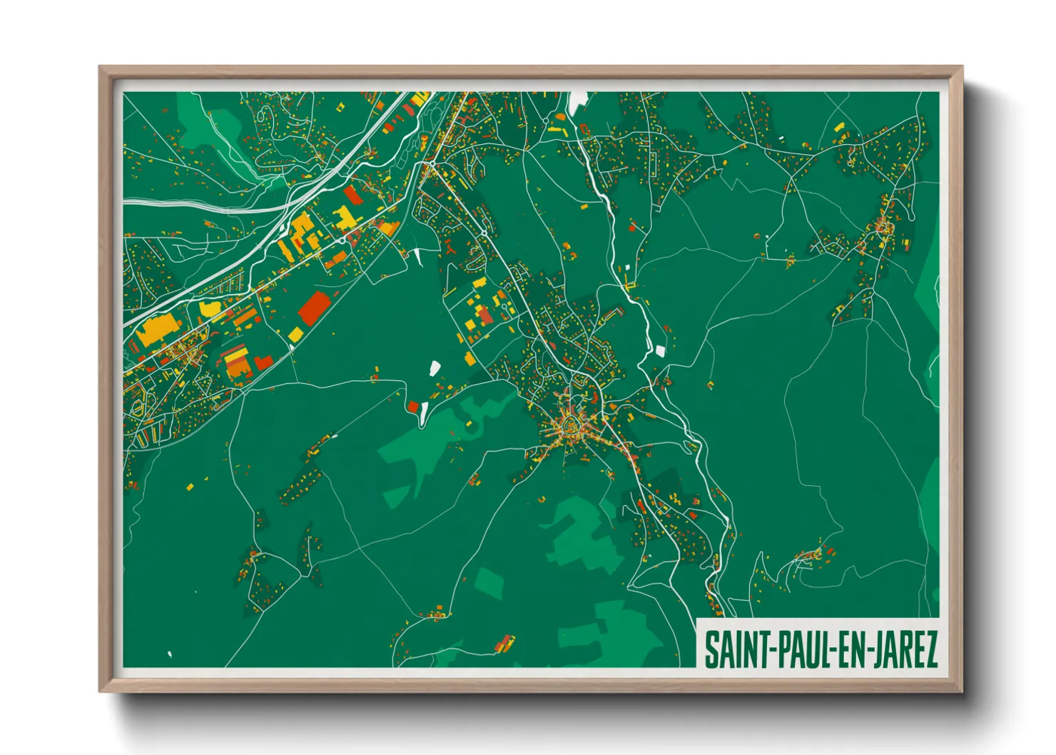 Une affiche de carte sur Saint-Paul-en-Jarez