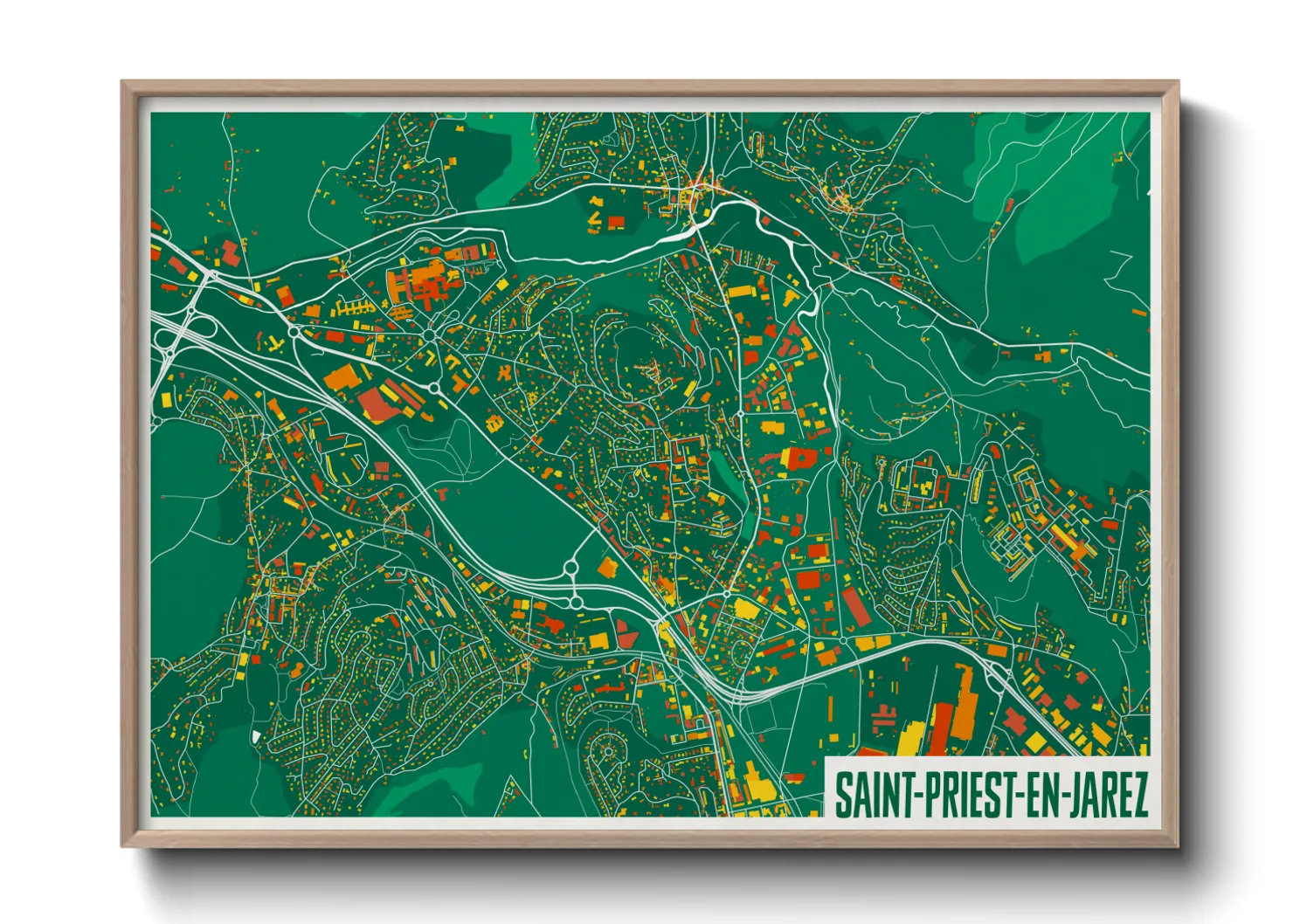 Une affiche de carte sur Saint-Priest-en-Jarez