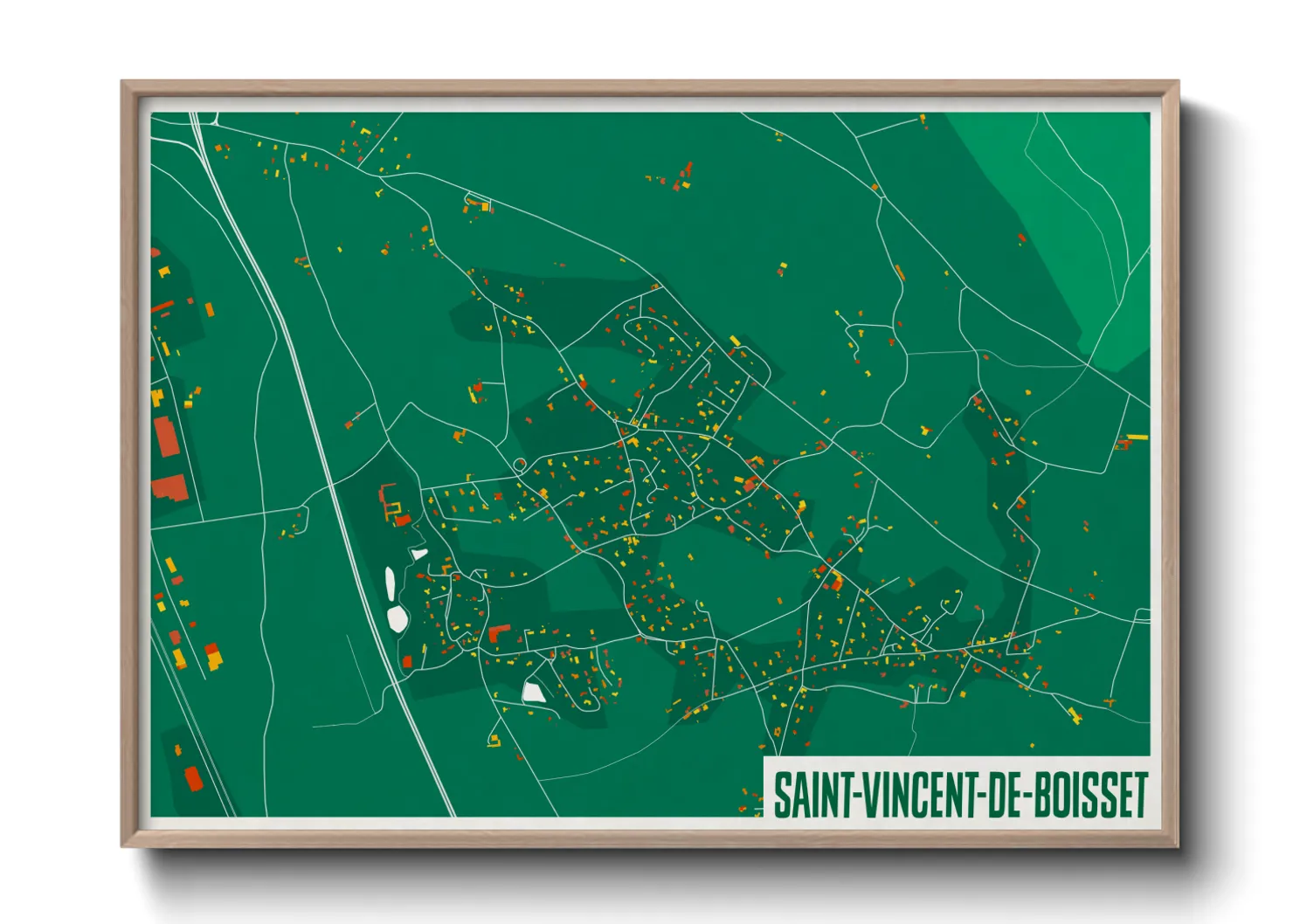 Une affiche de carte sur Saint-Vincent-de-Boisset