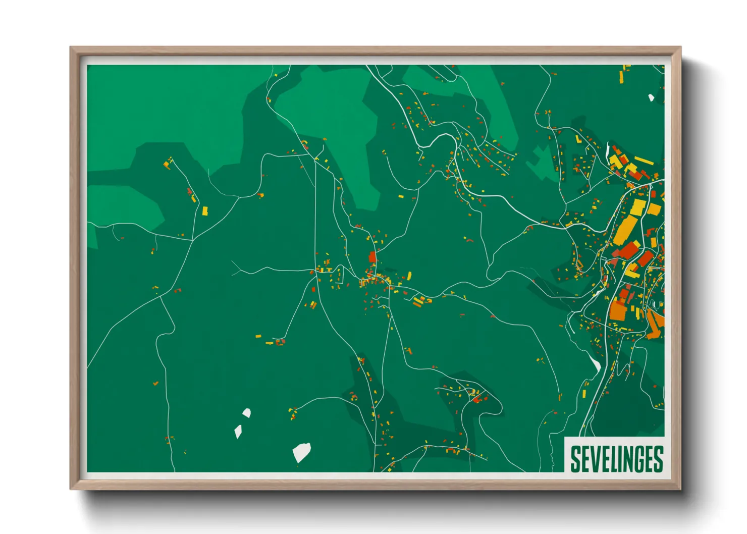 Une affiche de carte sur Sevelinges