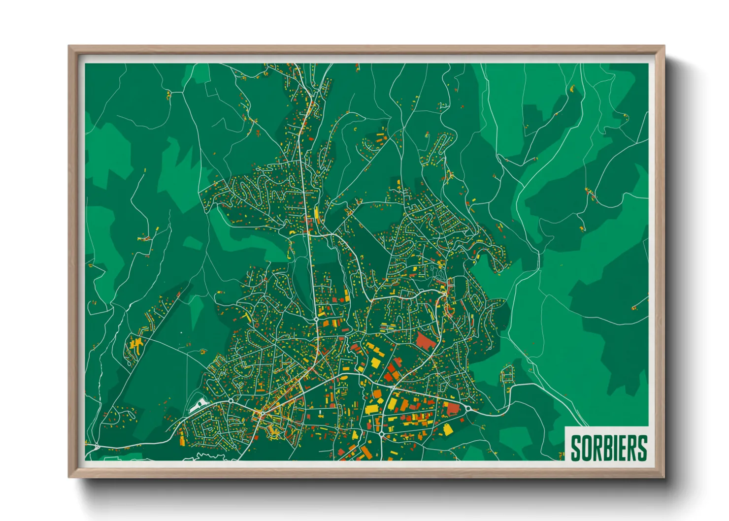 Une affiche de carte sur Sorbiers
