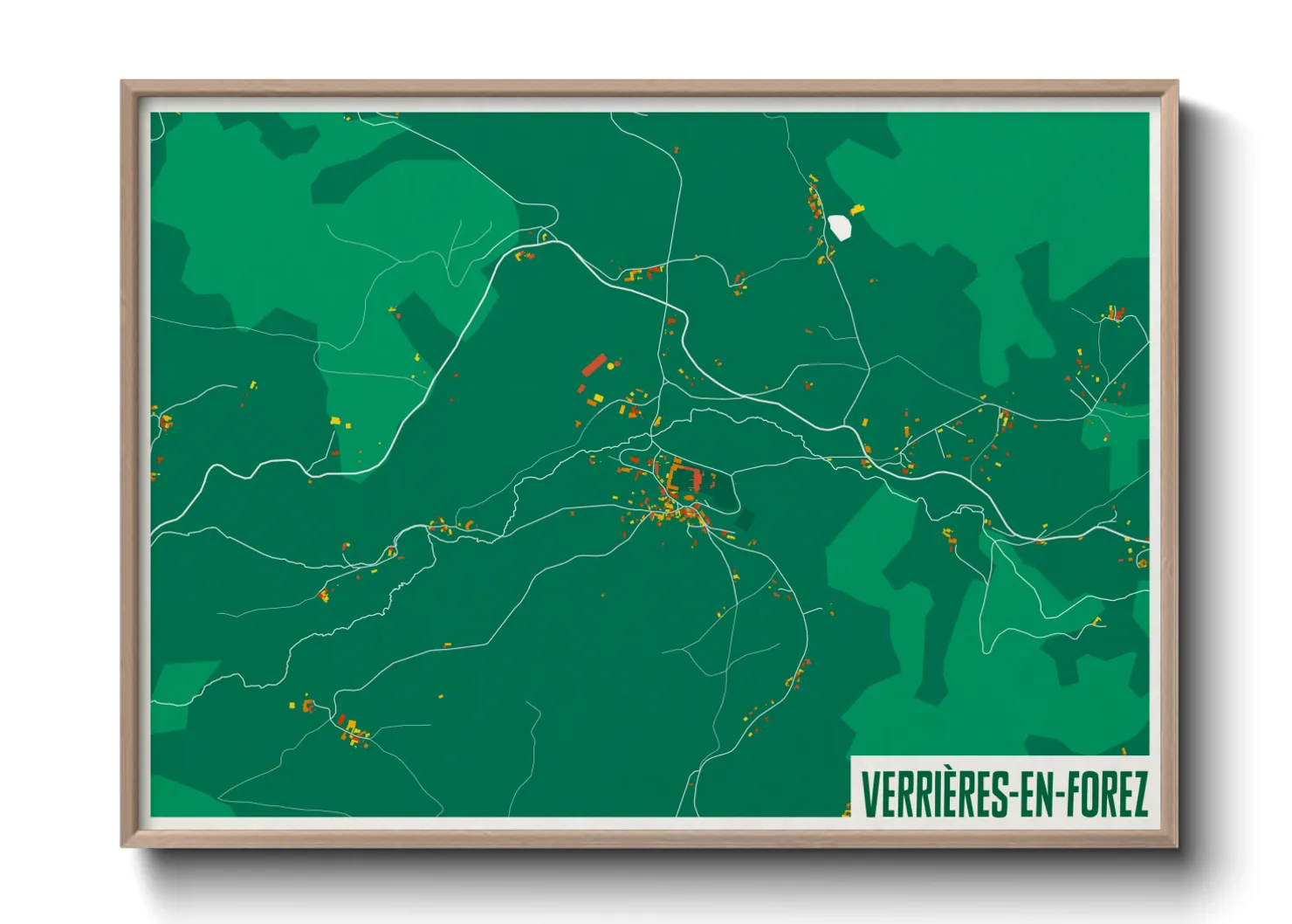 Une affiche de carte sur Verrières-en-Forez