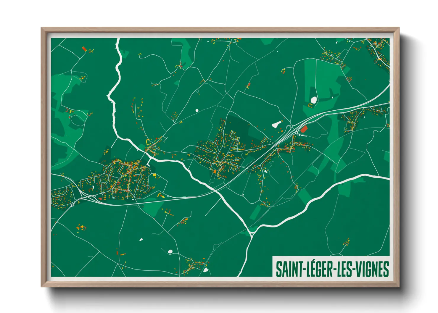 Une affiche de carte sur Saint-Léger-les-Vignes