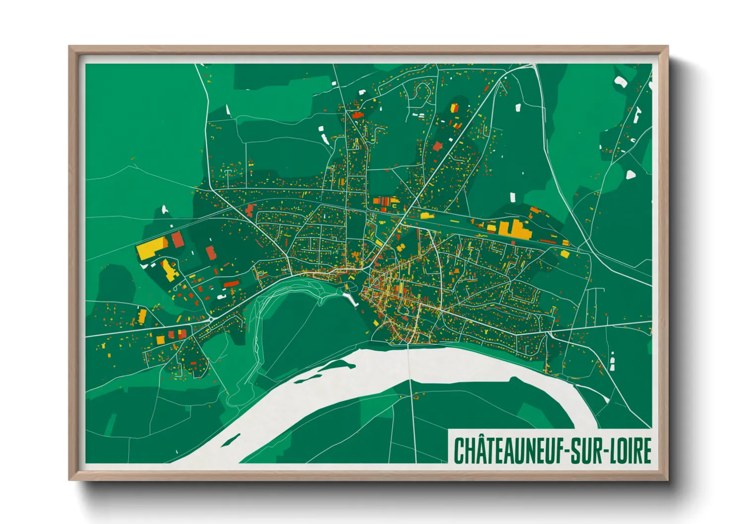 Une affiche de carte sur Châteauneuf-sur-Loire