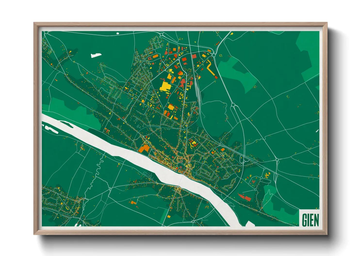 Une affiche de carte sur Gien