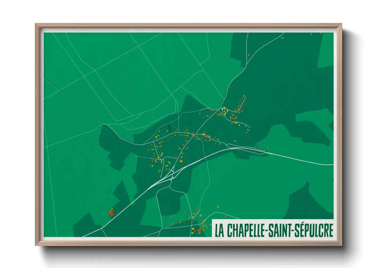Une affiche de carte sur La Chapelle-Saint-Sépulcre