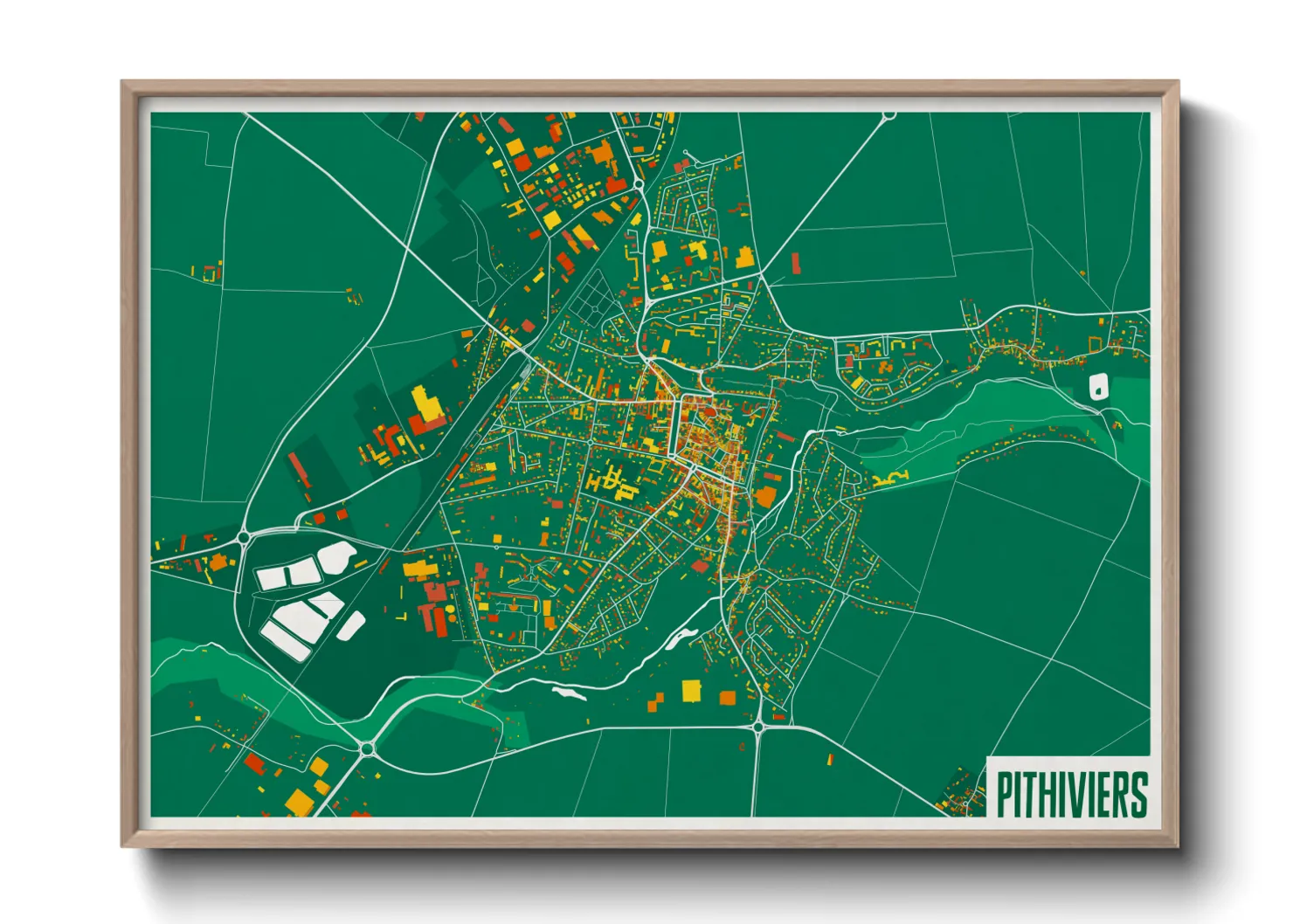 Une affiche de carte sur Pithiviers