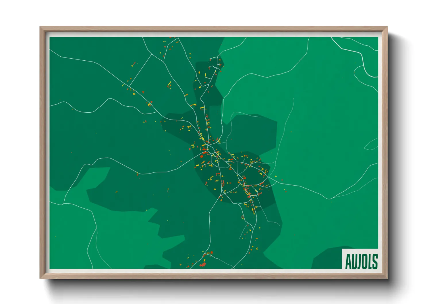 Une affiche de carte sur Aujols