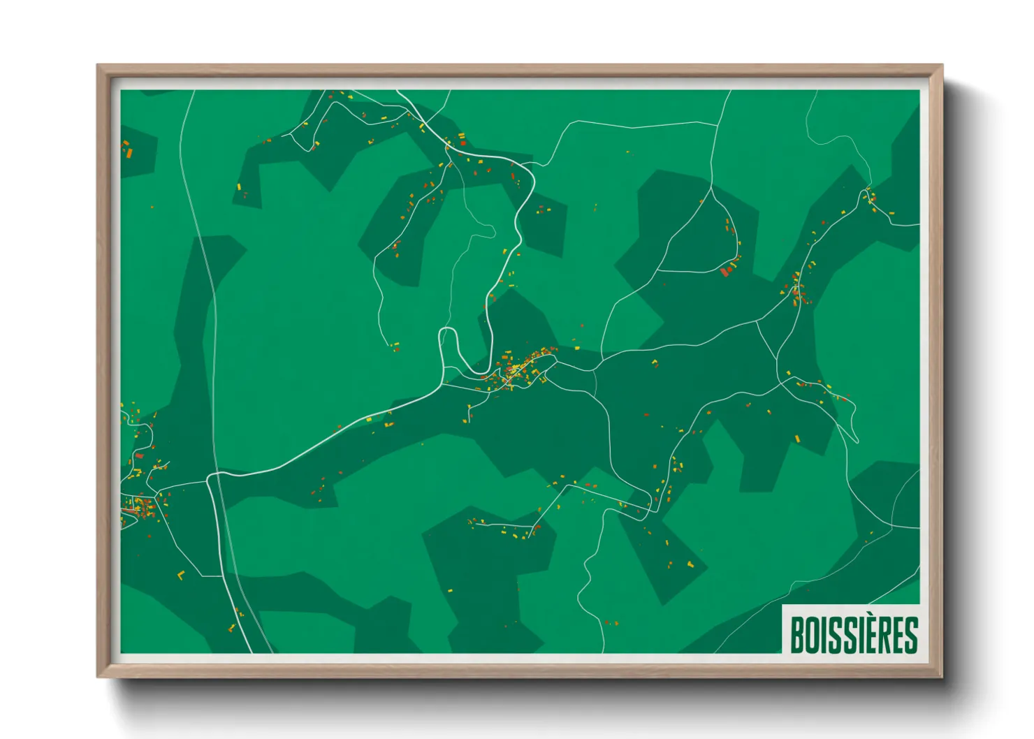 Une affiche de carte sur Boissières