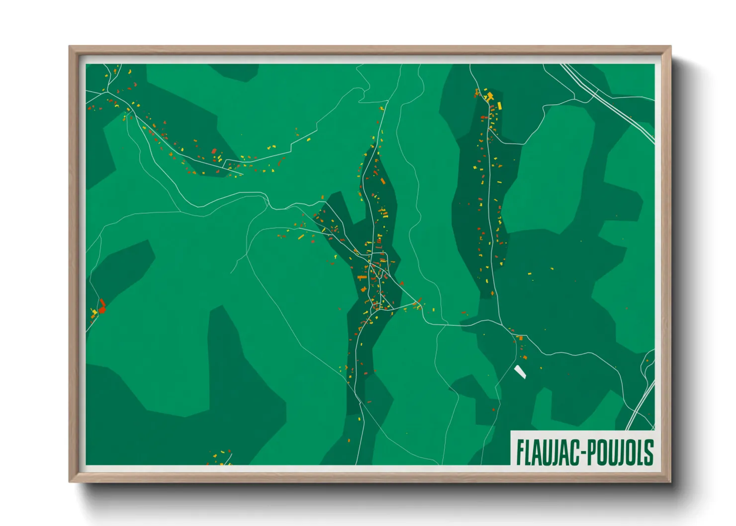 Une affiche de carte sur Flaujac-Poujols