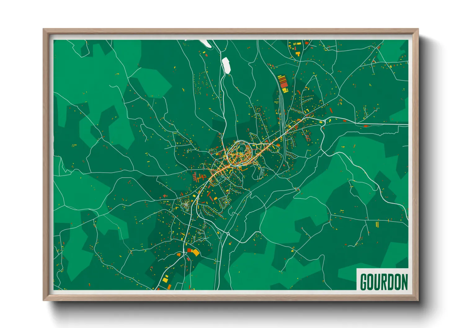 Une affiche de carte sur Gourdon