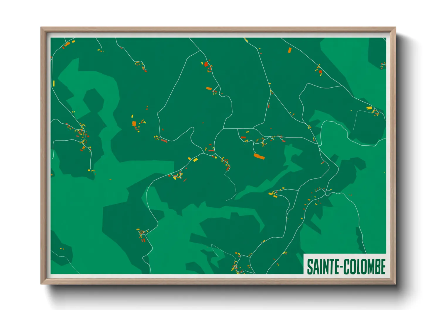 Une affiche de carte sur Sainte-Colombe