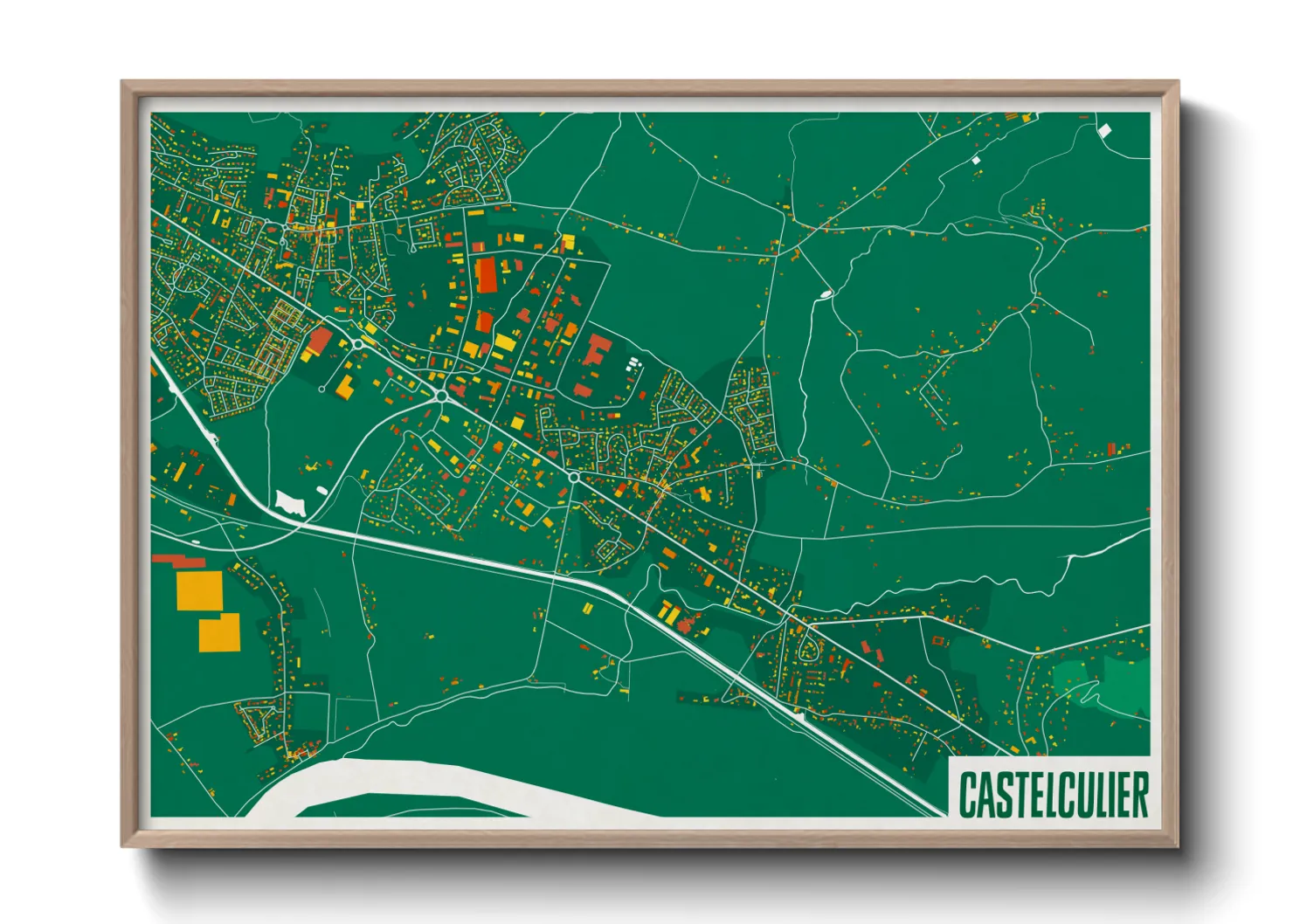 Une affiche de carte sur Castelculier