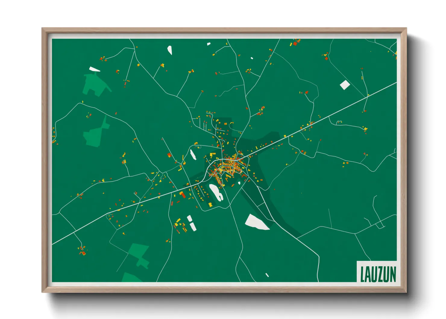 Une affiche de carte sur Lauzun